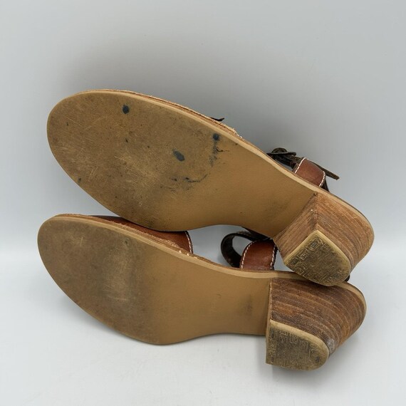 Vintage 70s Woodworks by Thom Mcan Wooden Leather Strappy Heel