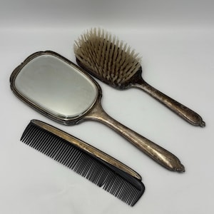 Antique Sterling Silver Vanity Set Mirror Brush, Comb International Sterling