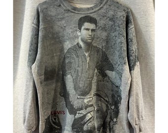 LVC Vintage 80s 90s Levis Nick Kamen Moto All Over Print  Sweatshirt Mens Italy