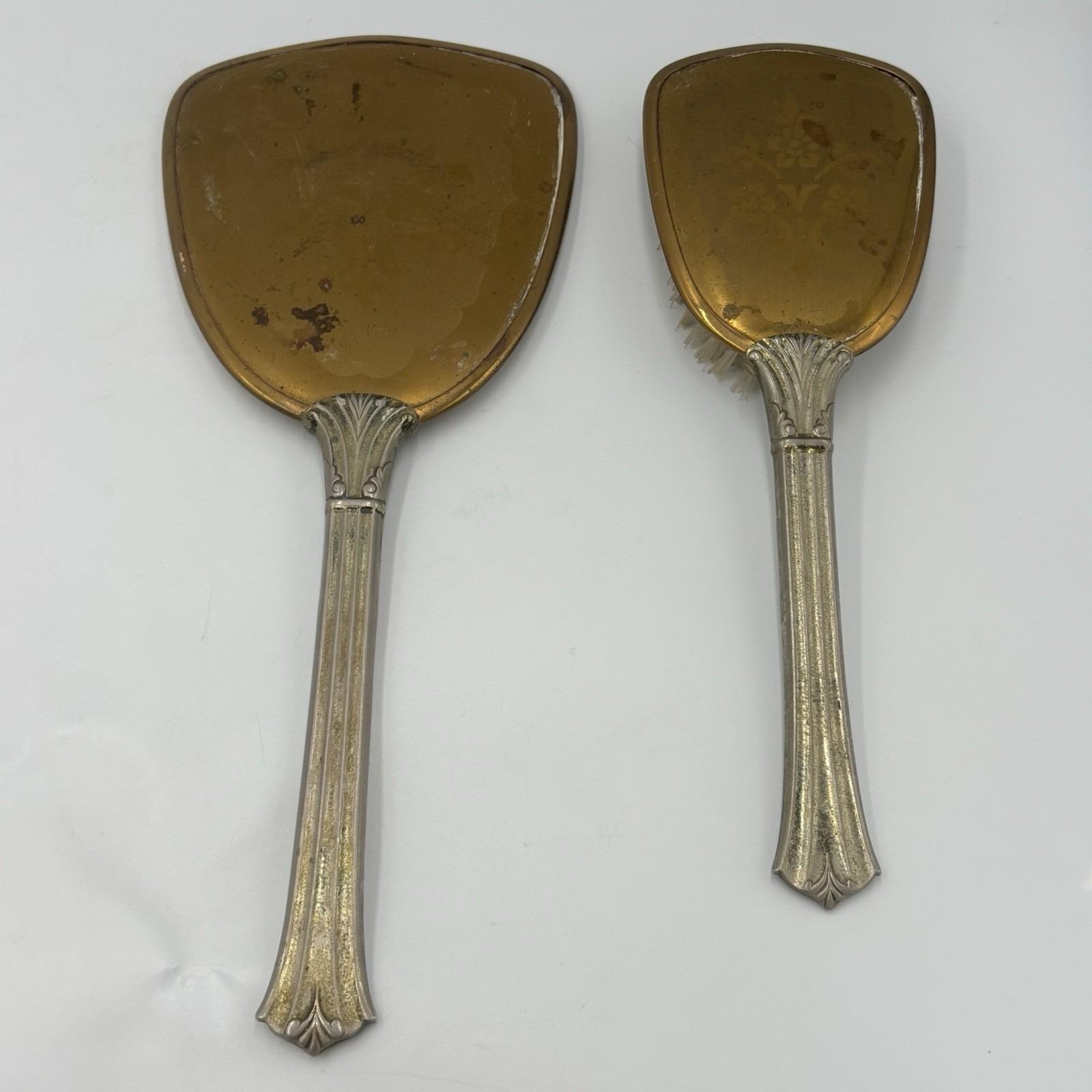 Vintage Victorian Style Vanity Hand Mirror and Brush Set 