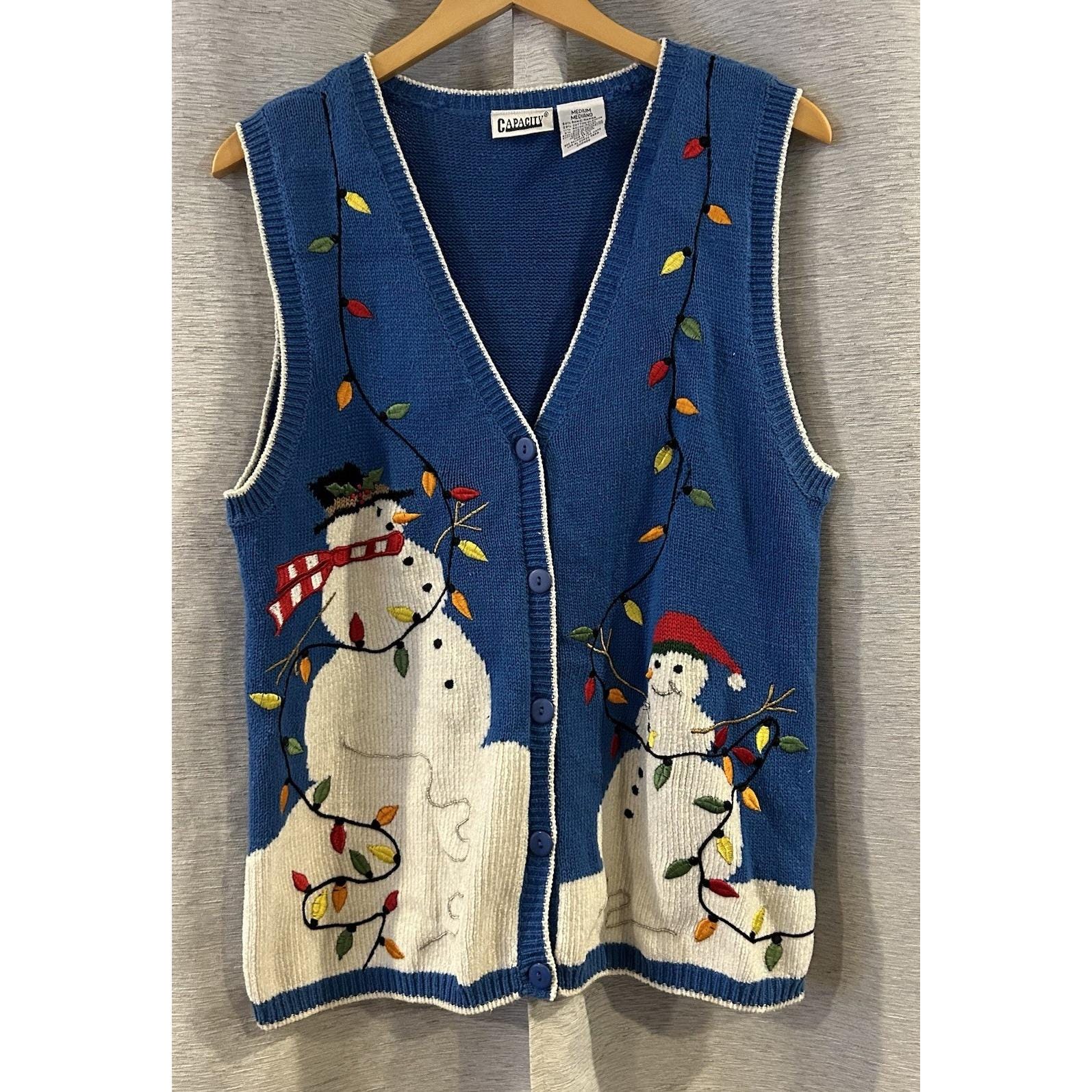 Reindeer Christmas Knitted Waistcoat Womens Designers Originals