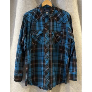 Wrangler Western Shirt Mens XL Plaid Pearl Snap Cowboy Rodeo Vtg 90s