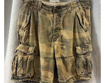 Pantaloncini cargo militari vintage Y2K Hollister Heavy Army da uomo, taglia 36