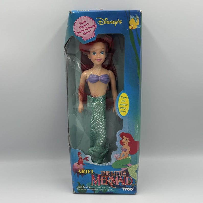 Vintage Ariel Little Mermaid Disney 1991 New sealed in box Tyco Doll Damaged Box image 1