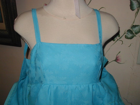 VTG 60s Long Party Formal Cocktail Gown Dress blu… - image 7