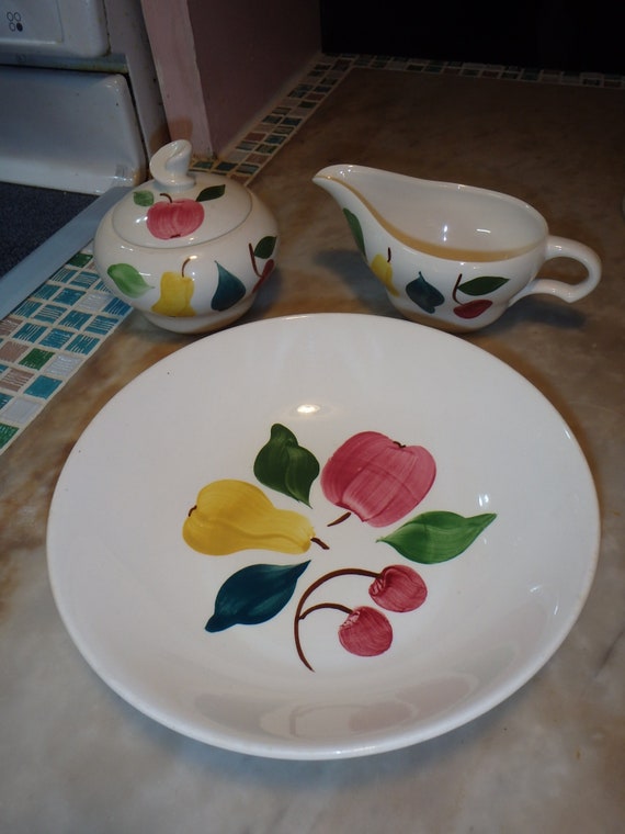 Vintage 50s Hand Painted by Joni 4 pc Cream lidded Sugar Bowl Mid Century Modern Kitchen