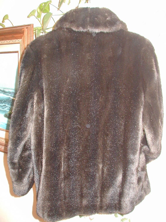 Vintage 60s Faux Mink Fur Car Coat - Tissavel Fra… - image 5