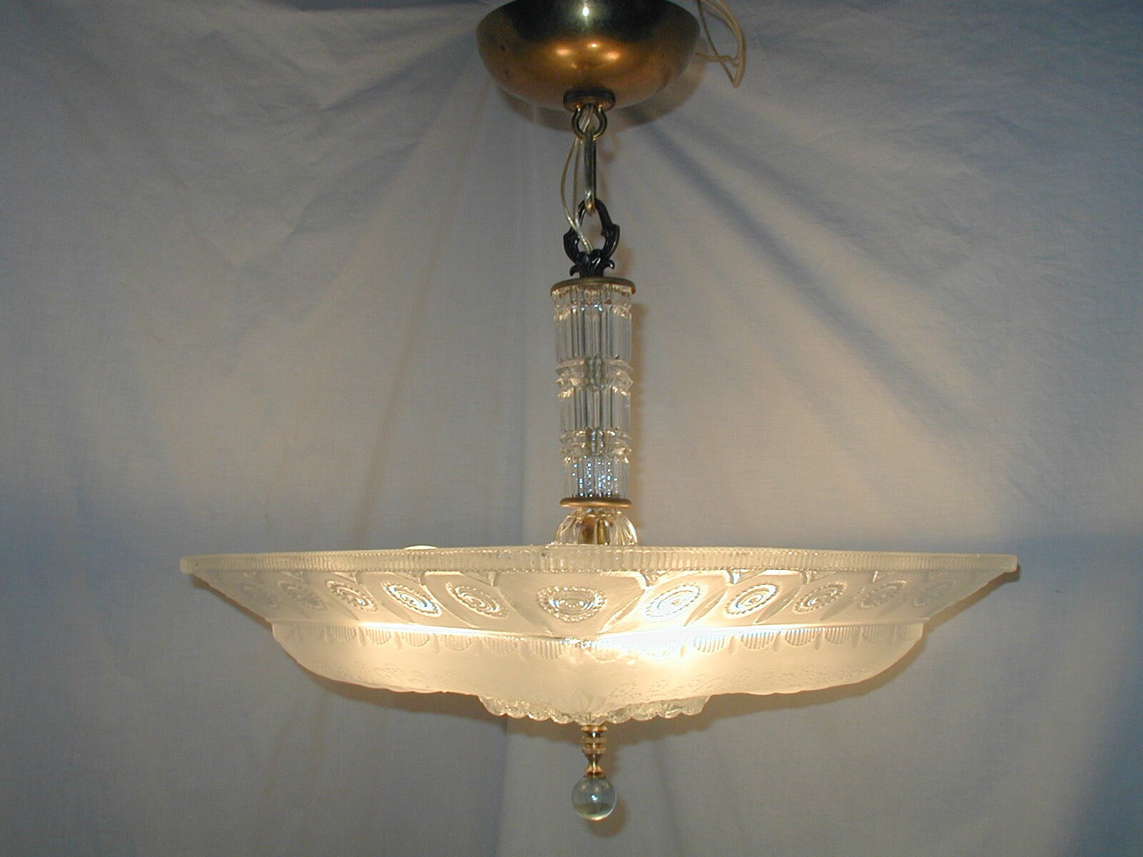 Vintage Antique 30s Art Deco Light Fixture Chandelier large 4 Socket