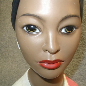 Vintage Lego Japan 60s Polynesian Hawaiian lady Figurine Head Beautiful Eyes Flower in hair Tiki Bar MCM