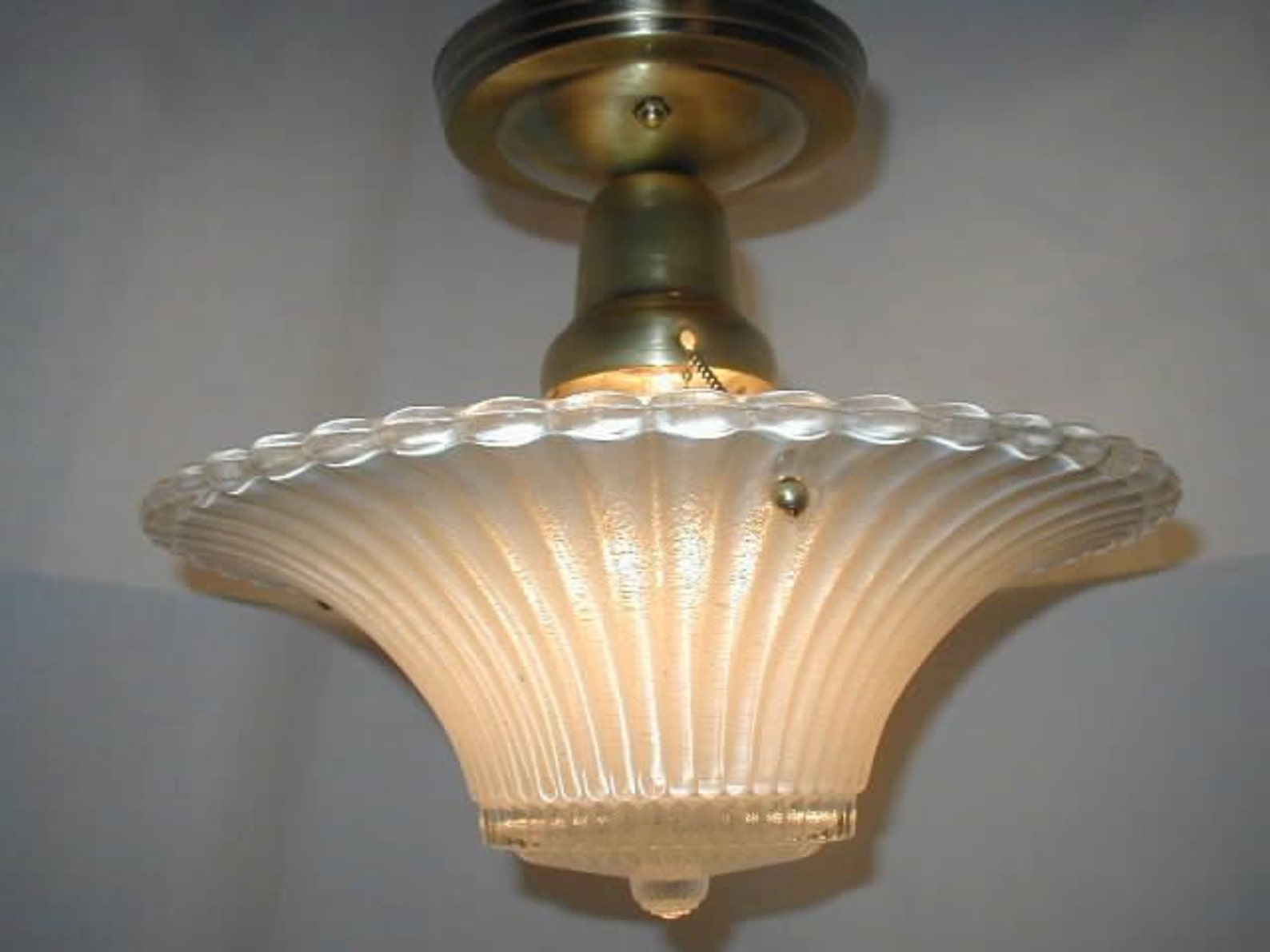 3 chain LIGHT FIXTURE for vintage 30s art deco shade new brass Etsy