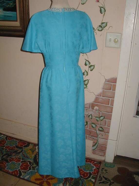 VTG 60s Long Party Formal Cocktail Gown Dress blu… - image 6