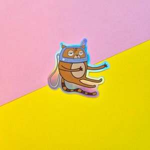 Holographic Sticker - Cute Grumpy Smoovy Design - Creative Decals for Laptops, Water Bottles & More - Unique Gift Idea