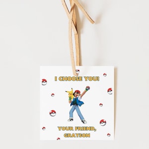 Editable Pikachu Gift Tag | Printable Gift Tag | Pikachu Party Thank You | I Choose You | Pokeball | Gift Tag | Birthday | Party Favor