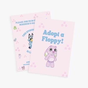 Girly Bluey Birthday Party Table Sign | Girly Bluey Table Sign | Bluey Party Digital Sign | Bluey Adopt A Floppy | Girly Bluey Party