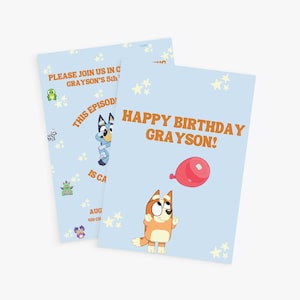 Customizable Bluey Happy Birthday Party Table Sign | Bluey Table Sign | Bluey Party Digital Sign | Bluey Birthday | Bluey Party | Blue Dog