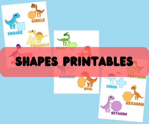 Imprimibles de aprendizaje de formas de dinosaurios: Actividad