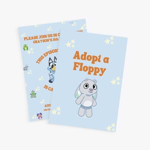 Bluey Birthday Party Table Sign | Bluey Table Sign | Bluey Party Digital Sign | Bluey Adopt A Floppy | Bluey Party
