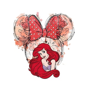 Ariel PNG Cartoon Watercolor Sublimation PNG, The Little Mermaid PNG Cliparts , The Little Mermaid Ariel Movie Themed Clip Arts Png