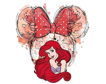 Ariel PNG Cartoon Watercolor Sublimation PNG, The Little Mermaid PNG Cliparts , The Little Mermaid Ariel Movie Themed Clip Arts Png
