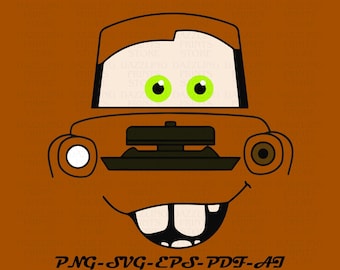 SVG volto di auto, Mater Face Svg, Cars Face Svg, Cars Png, Svg per Cricut, Cars Mater, Cars Clipart svg, Cars Svg, Cars Shirt Design, File digitale