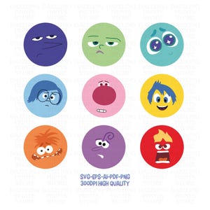 Inside Out 2 PNG SVG, Inside Out 2 Anger, Joy, Disgust, Sadness, Fear, Ennui, Envy, Embarrassment, Anxiety, Inside Out Faces, Multiple File