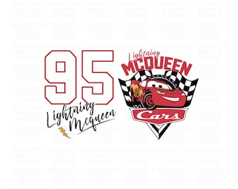 Beidseitige Autos svg, Lightning McQueen Png, Autos Shirt Eps, Think Fast 95 Autos Png, Png Autos Sublimationsdesign, digitale Datei