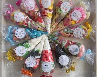 Personalisierte Süßigkeiten Tüte, Spitztüten für Feiertage, Einschulung, Partys, Candy, Lakritz Geschenk, Glutenfreie und Vegane Zuckertüte