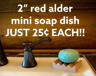 66 count 2" mini red alder wood soap dishes - perfect for travel/sample size soaps