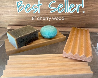 8" North American cherry wood Boardwalk style soap dish - Handmade in Portland, Oregon USA