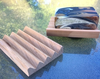 2 North American cherry wood Boardwalk style soap dishes - Handmade in Redmond, Oregon USA