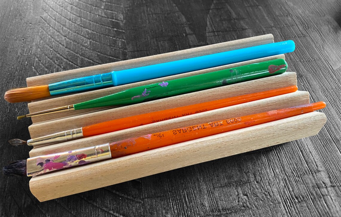 2 Paint Brush Rests handcrafted in the USA solid beech Etsy
