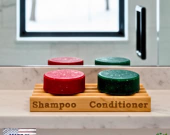 22 count - 6" natural wood soap dish - professionally laser engraved SHAMPOO CONDITIONER