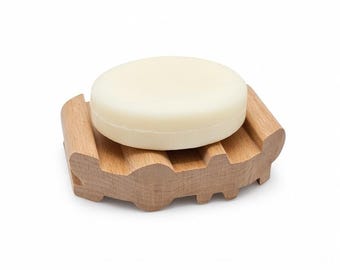 24 count- the roun-Dish SOAP dish - natural red alder wood spells the word SOAP!!