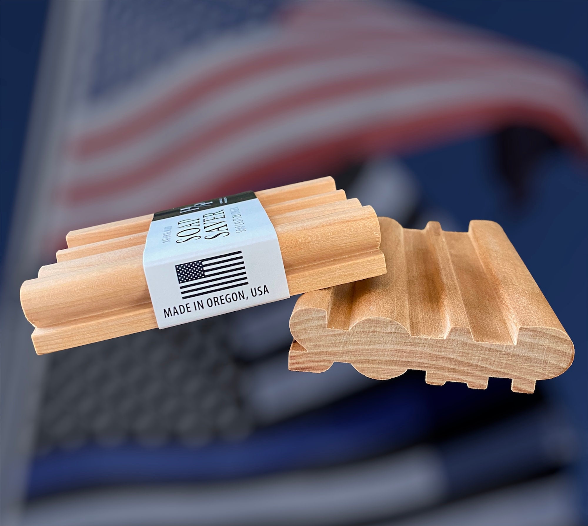 6 count - SOAP saver - natural American cherry wood - made in USA