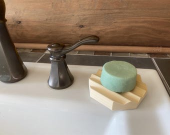 Handmade Poplar Wood Soap Dish - Round, USA Grown Lumber