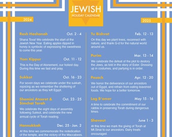 2024 2025 Jewish Holiday Calendar Hebrew Year 5785 Style: Keshet Etsy