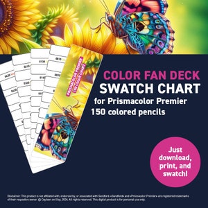 Prismacolor Premier 150 colored pencils – Color Fan Deck Swatch Chart - Printable DIY Color Fan Deck - Digital Download