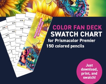Prismacolor Premier 150 colored pencils – Color Fan Deck Swatch Chart - Printable DIY Color Fan Deck - Digital Download
