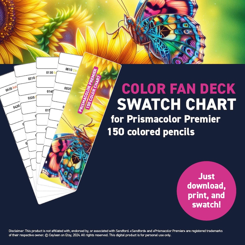 Prismacolor Premier 150 Colored Pencils – Color Fan Deck Swatch Chart ...