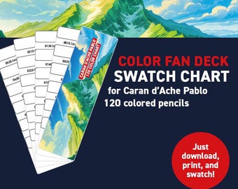 Caran d’Ache Pablo 120 colored pencils – Color Fan Deck Swatch Chart - Printable DIY Color Fan Deck - Digital Download