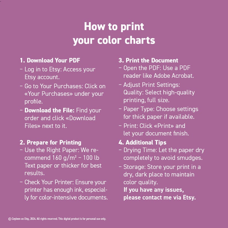 How to print your color charts guide.