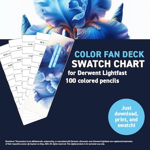 Derwent Lightfast 100 colored pencils – Color Fan Deck Swatch Chart - Printable DIY Color Fan Deck - Digital Download