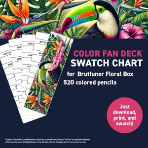 Brutfuner Floral Box 520 kleurpotloden – kleurenwaaier staalkaart – afdrukbare DIY kleurenwaaier – digitale download