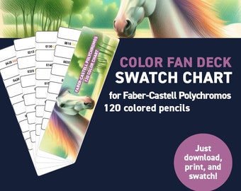 Faber-Castell Polychromos 120 colored pencils – Color Fan Deck Swatch Chart - Printable DIY Color Fan Deck - Digital Download