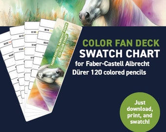 Faber-Castell Albrecht Dürer 120 colored pencils – Color Fan Deck Swatch Chart - Printable DIY Color Fan Deck - Digital Download