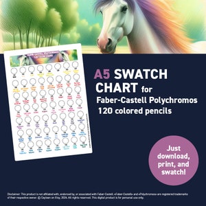 Faber-Castell Polychromos 120 colored pencils – A5 Swatch Chart - Printable A5 PDF - Digital Download