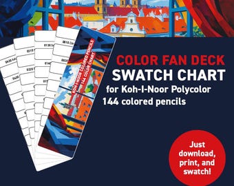 Koh-I-Noor Polycolor 144 Color Fan Deck Swatch Chart - Digital Download