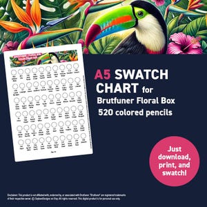 Brutfuner Floral Box 520 kleurpotloden – A5-staalkaart – afdrukbare A5-pdf – digitale download