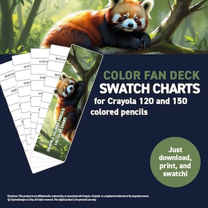 Crayola 120 and 150 colored pencils – Color Fan Deck Swatch Charts - Printable DIY Color Fan Deck - Digital Download