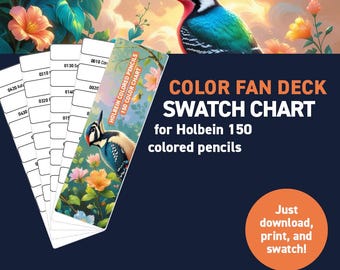 Holbein colored pencils 150 colored pencils – Color Fan Deck Swatch Chart - Printable DIY Color Fan Deck - Digital Download